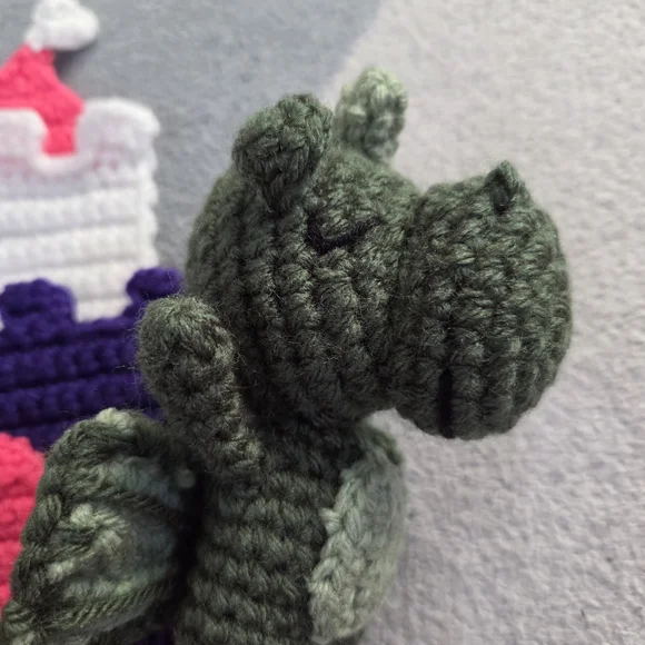 Handmade Castle and Dragon Crochet Set - Purple, Pink, Green - Picture 3 of 5